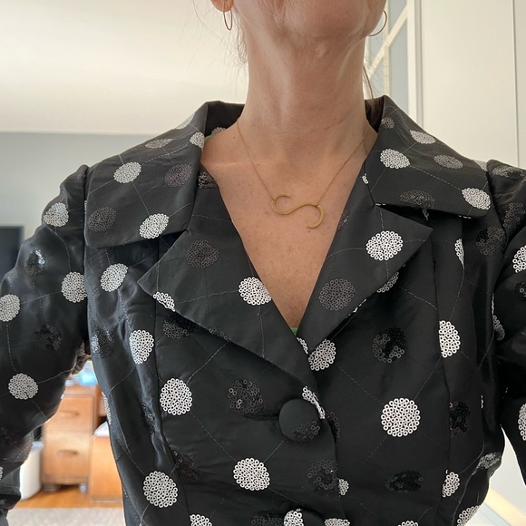 Fashion Crimes Pam Chorley Taffeta Dress - small black with sequin poka dots - Picture 6 of 12